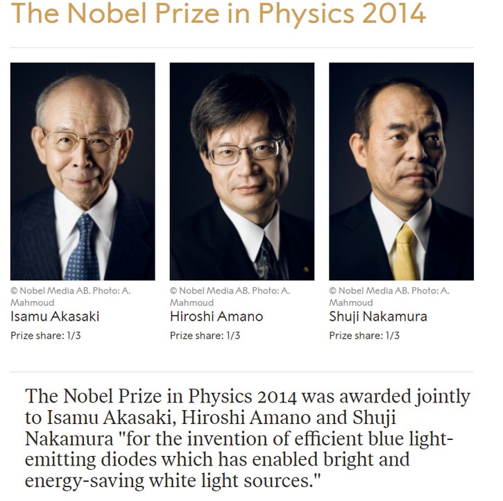 Nobel Prize winners for Physics in 2014